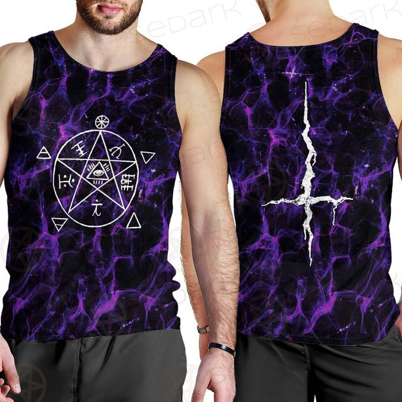 Satan Cross Inverted Purple SED-0499 Men Tank-tops