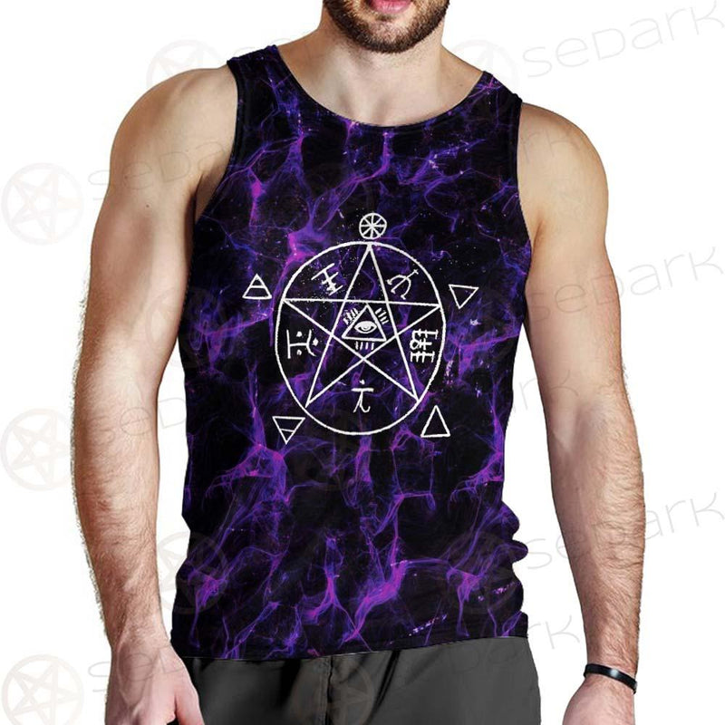 Satan Cross Inverted Purple SED-0499 Men Tank-tops