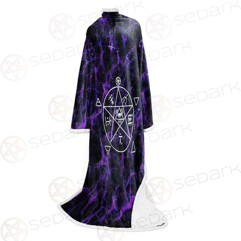 Satan Cross Inverted Purple SED-0499 Sleeved Blanket