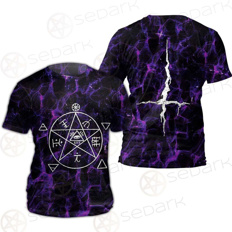 Satan Cross Inverted Purple SED-0499 Unisex T-shirt