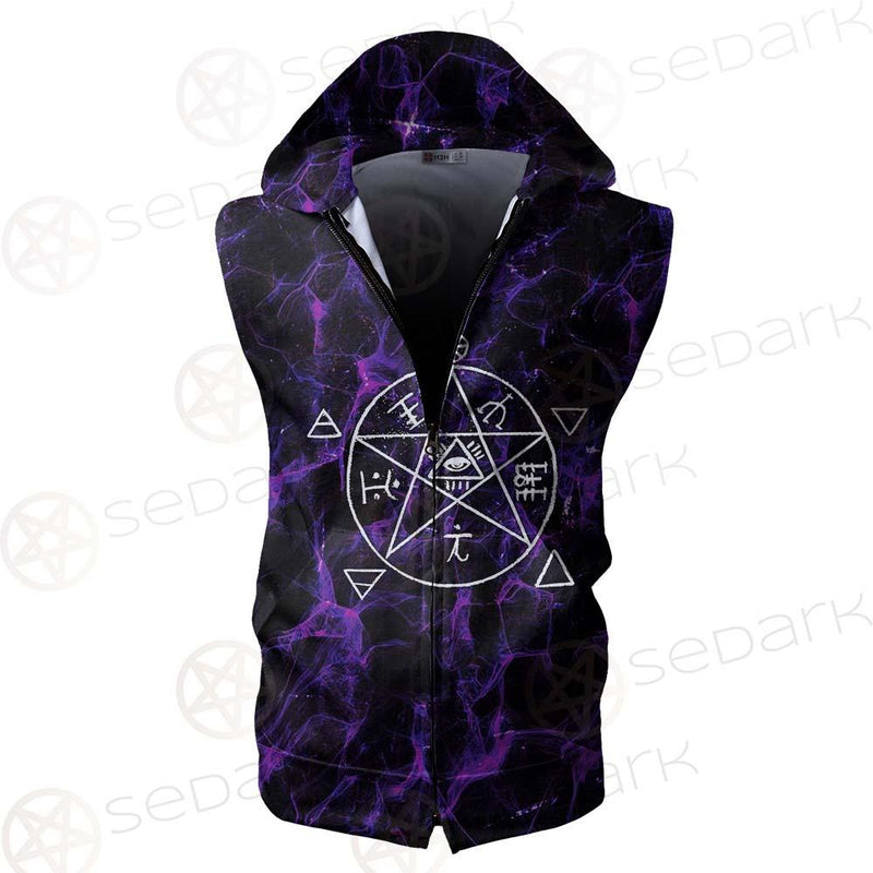 Satan Cross Inverted Purple SED-0499 Zip Sleeveless Hoodie