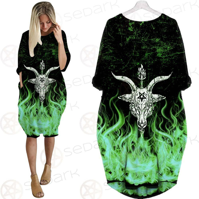 Satan Fire Green SED-0500 Batwing Pocket Dress