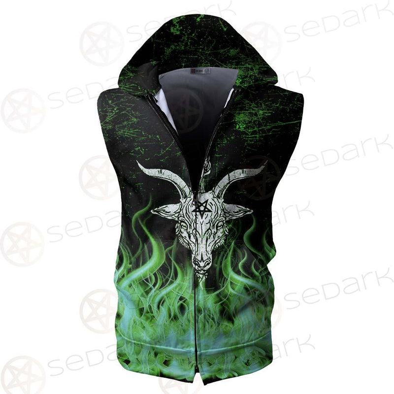 Satan Fire Green SED-0500 Zip Sleeveless Hoodie
