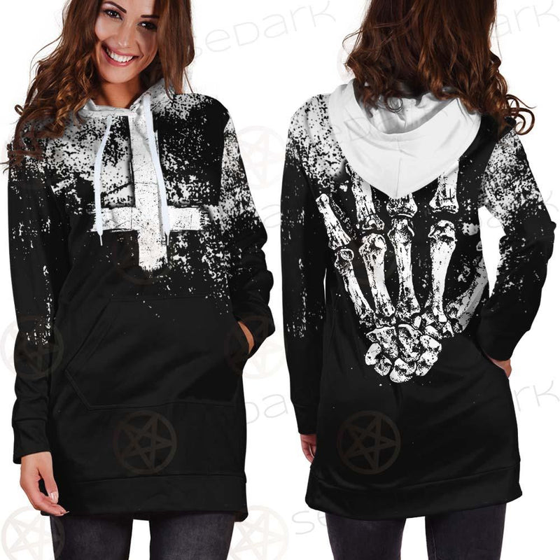 Satan Hand Cross Inverted SED-0502 Hoodie Dress