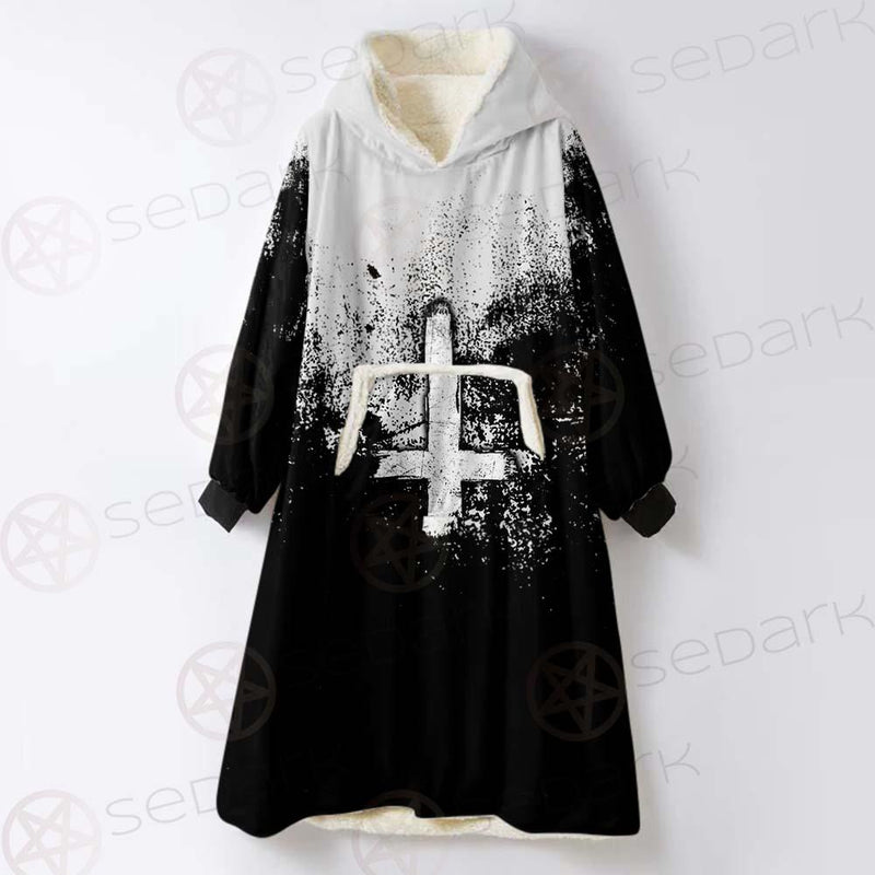 Satan Hand Cross Inverted SED-0502 Oversized Sherpa Blanket Hoodie