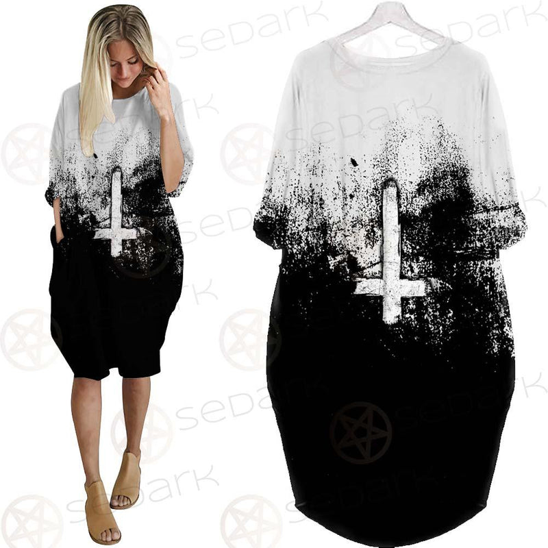 Satan Hand Cross Inverted SED-0502 Batwing Pocket Dress