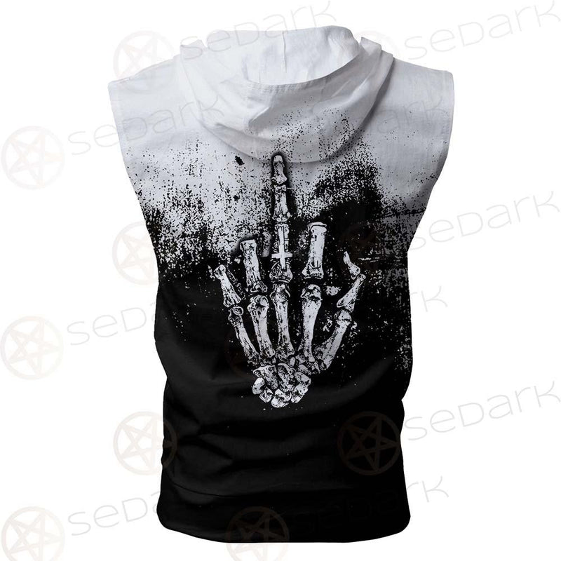 Satan Hand Cross Inverted SED-0502 Zip Sleeveless Hoodie