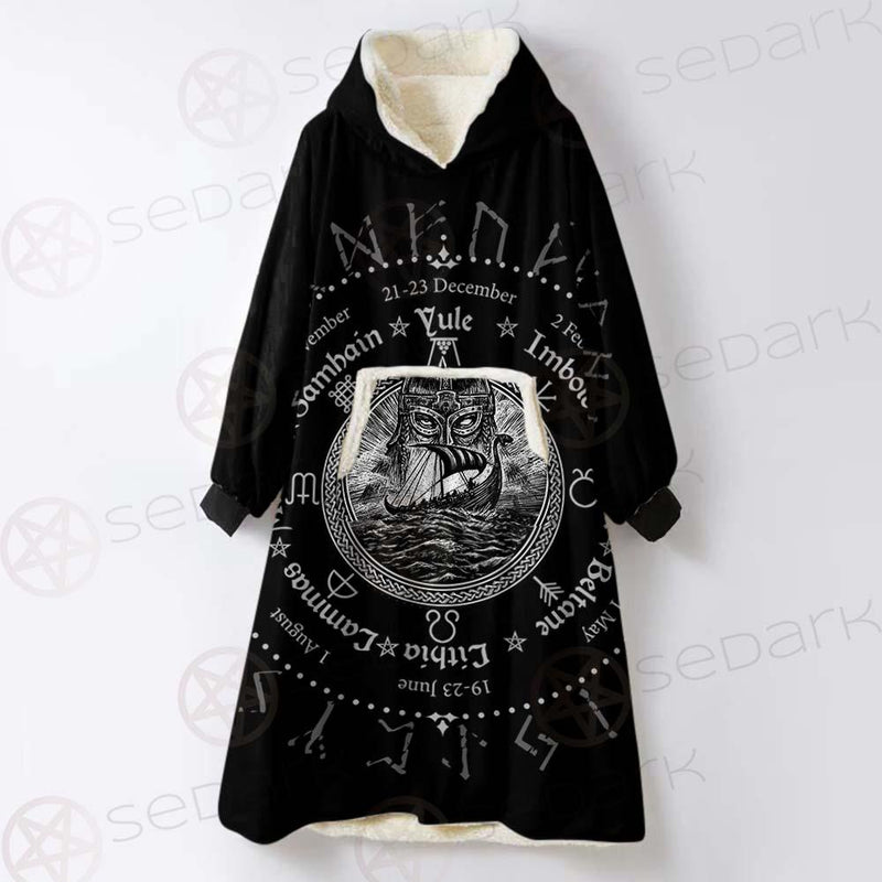 Viking Symbols SED-0507 Oversized Sherpa Blanket Hoodie