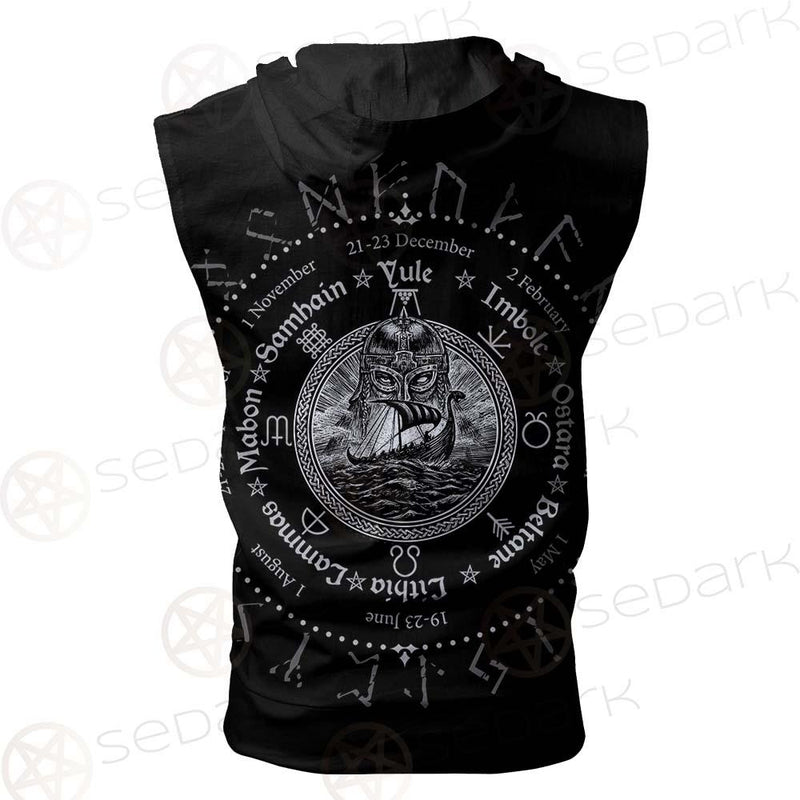 Viking Symbols SED-0507 Zip Sleeveless Hoodie
