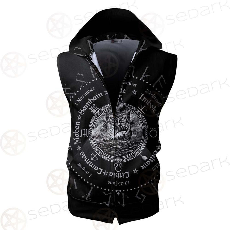 Viking Symbols SED-0507 Zip Sleeveless Hoodie