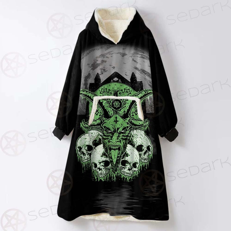 Satan Skull SED-0521 Oversized Sherpa Blanket Hoodie