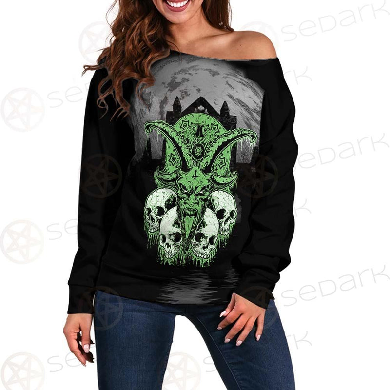 Satan Skull SED-0521 Off Shoulder Sweaters