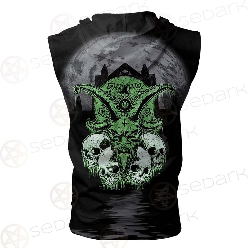 Satan Skull SED-0521 Zip Sleeveless Hoodie