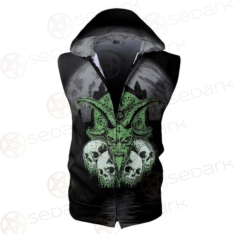 Satan Skull SED-0521 Zip Sleeveless Hoodie
