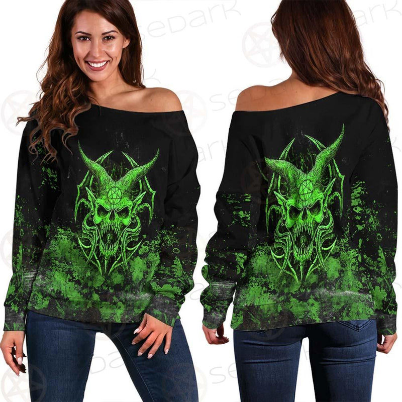 Satan Skull SED-0525 Off Shoulder Sweaters