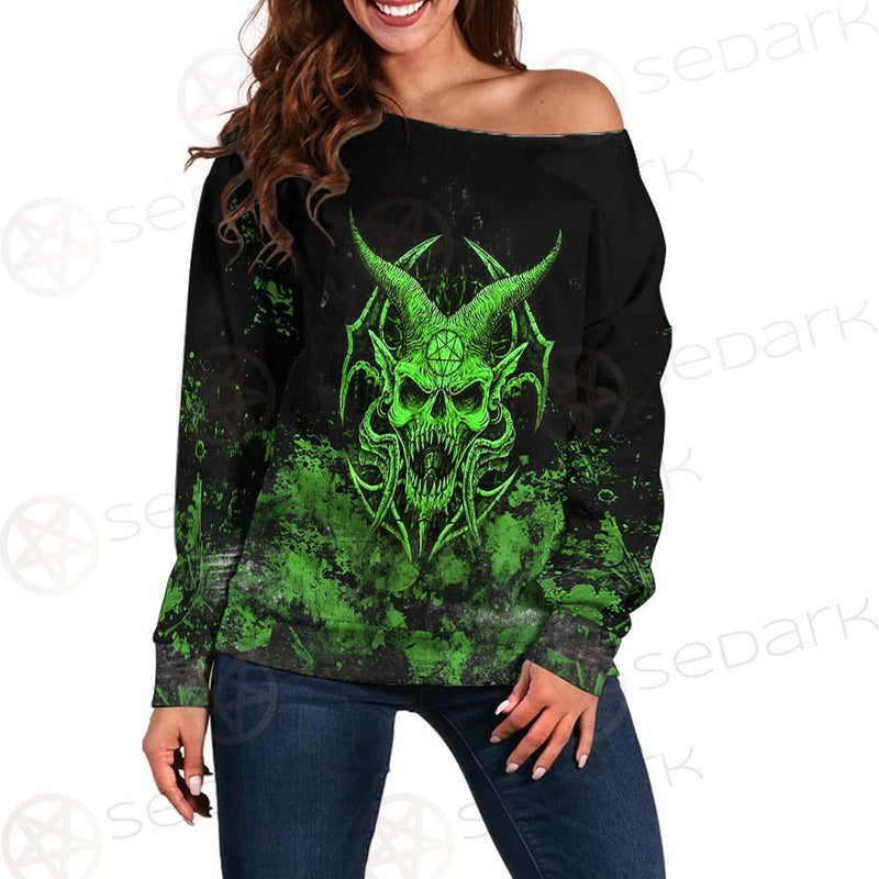 Satan Skull SED-0525 Off Shoulder Sweaters