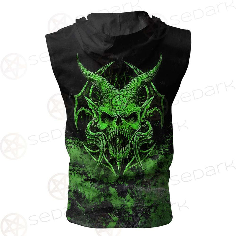 Satan Skull SED-0525 Zip Sleeveless Hoodie