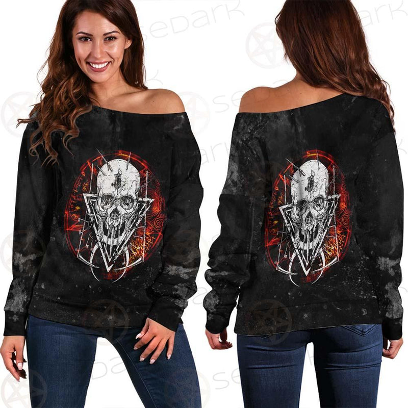 Satan Skull Symbols SED-0526 Off Shoulder Sweaters
