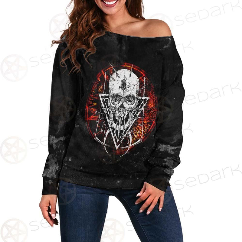 Satan Skull Symbols SED-0526 Off Shoulder Sweaters