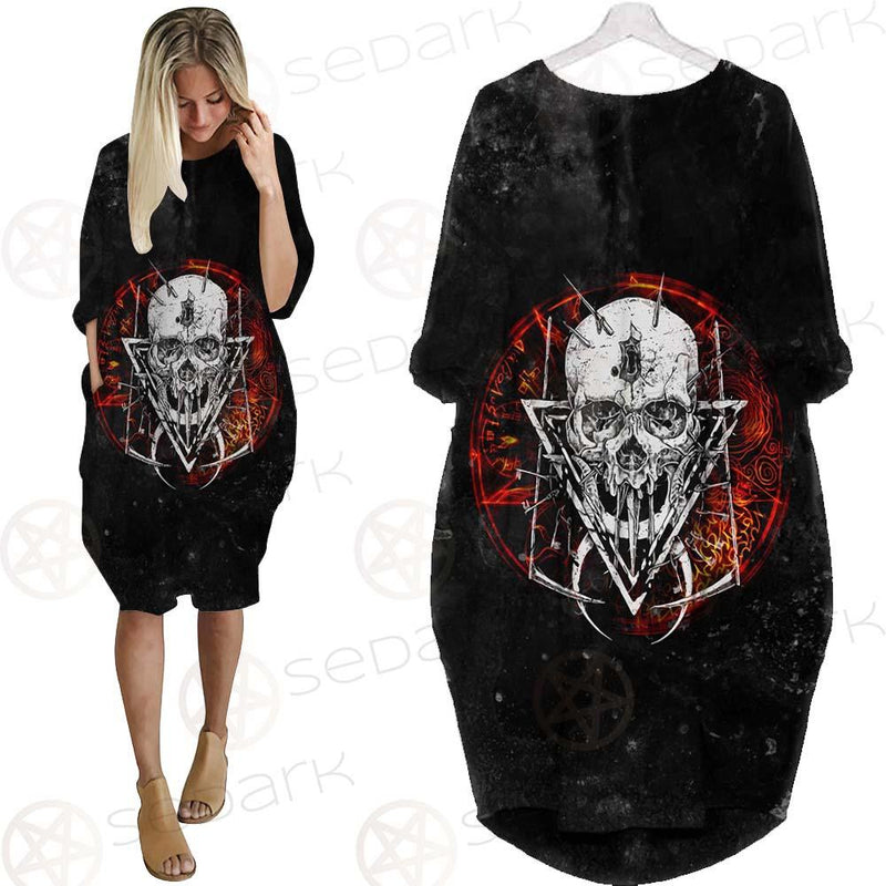 Satan Skull Symbols SED-0526 Batwing Pocket Dress