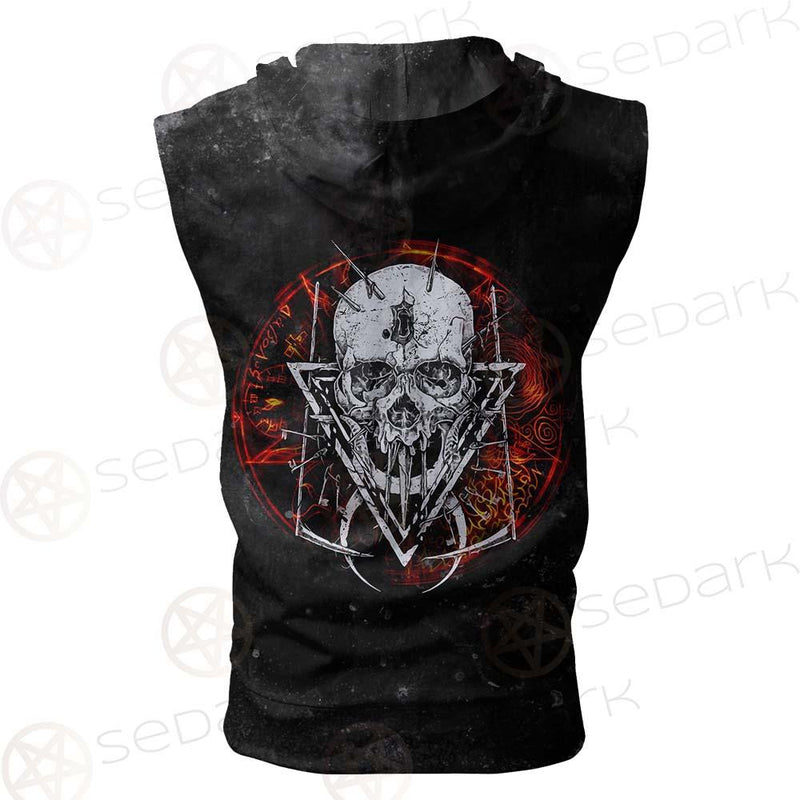 Satan Skull Symbols SED-0526 Zip Sleeveless Hoodie