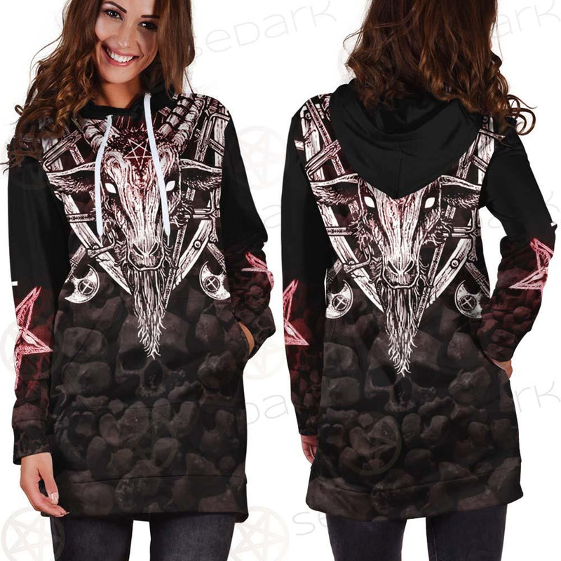 Satan Skull Cross Inverted SED-0528 Hoodie Dress