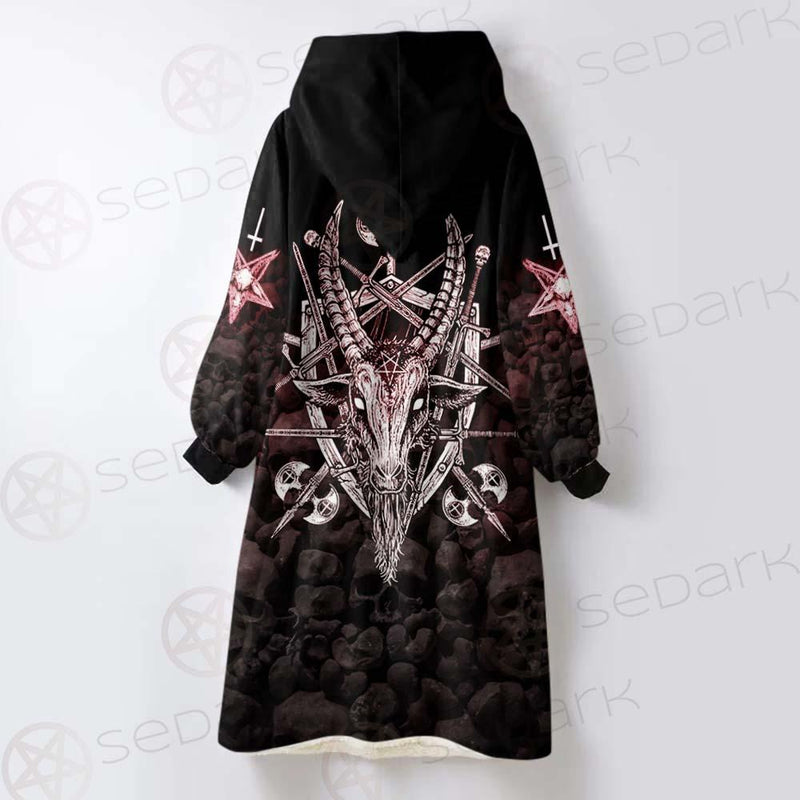 Satan Skull Cross Inverted SED-0528 Oversized Sherpa Blanket Hoodie