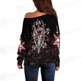 Satan Skull Cross Inverted SED-0528 Off Shoulder Sweaters