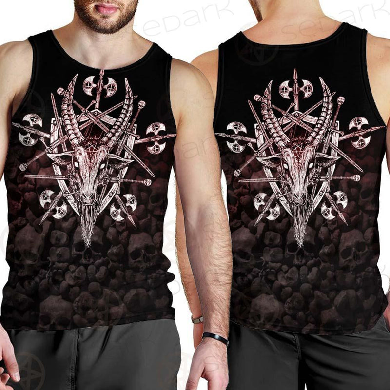 Satan Skull Cross Inverted SED-0528 Men Tank-tops