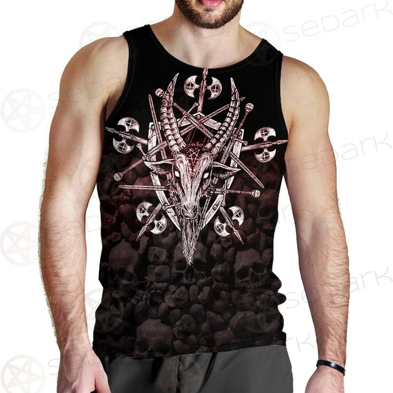Satan Skull Cross Inverted SED-0528 Men Tank-tops