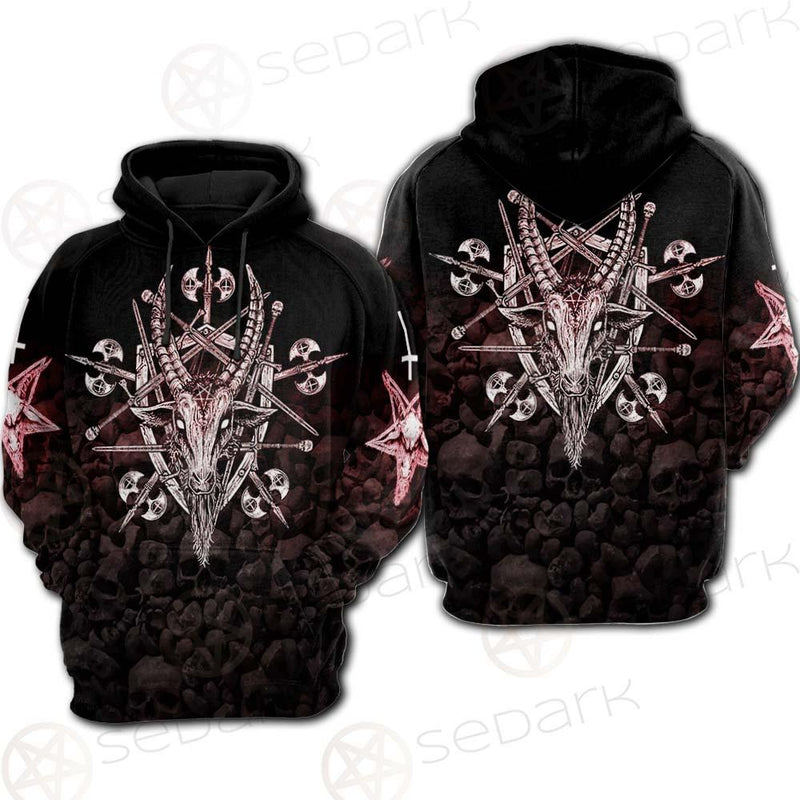 Satan Skull Cross Inverted SED-0528 Hoodie & Zip Hoodie Raglan