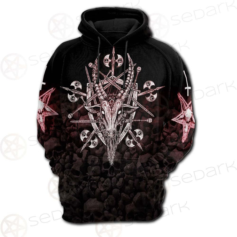 Satan Skull Cross Inverted SED-0528 Hoodie & Zip Hoodie Raglan