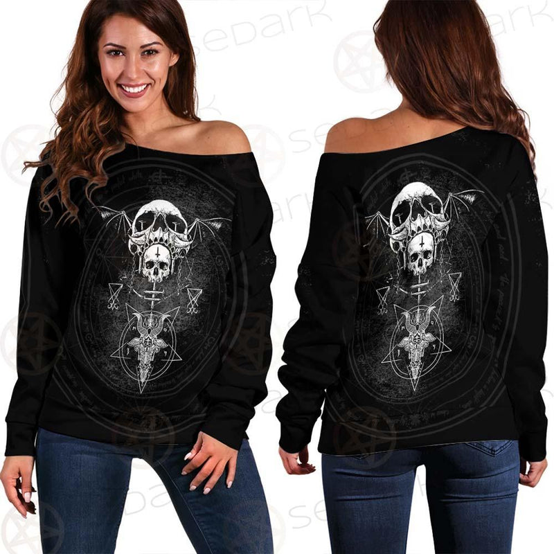 Skull Lucifer Symbol SED-0530 Off Shoulder Sweaters