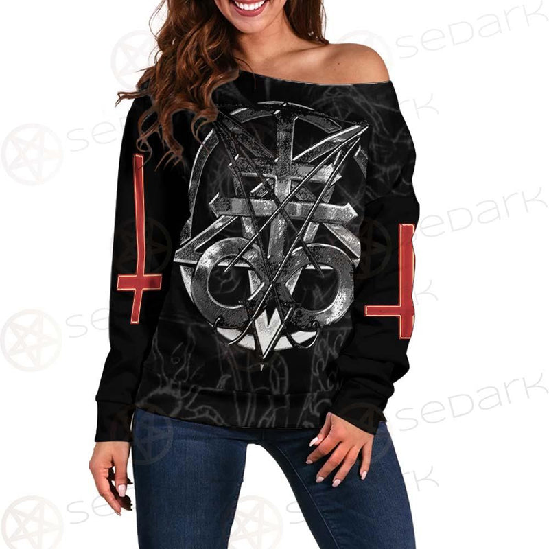 Sigil Of Baphomet 666 SED-0531 Off Shoulder Sweaters