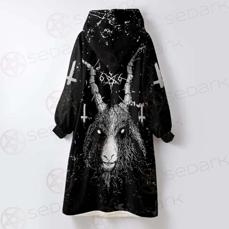 Satanic Cross Inverted 666 SED-0536 Oversized Sherpa Blanket Hoodie