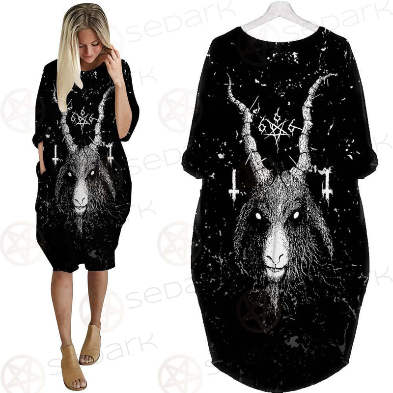 Satanic Cross Inverted 666 SED-0536 Batwing Pocket Dress