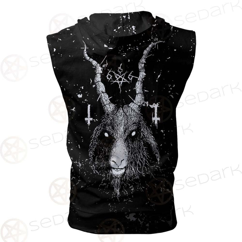 Satanic Cross Inverted 666 SED-0536 Zip Sleeveless Hoodie