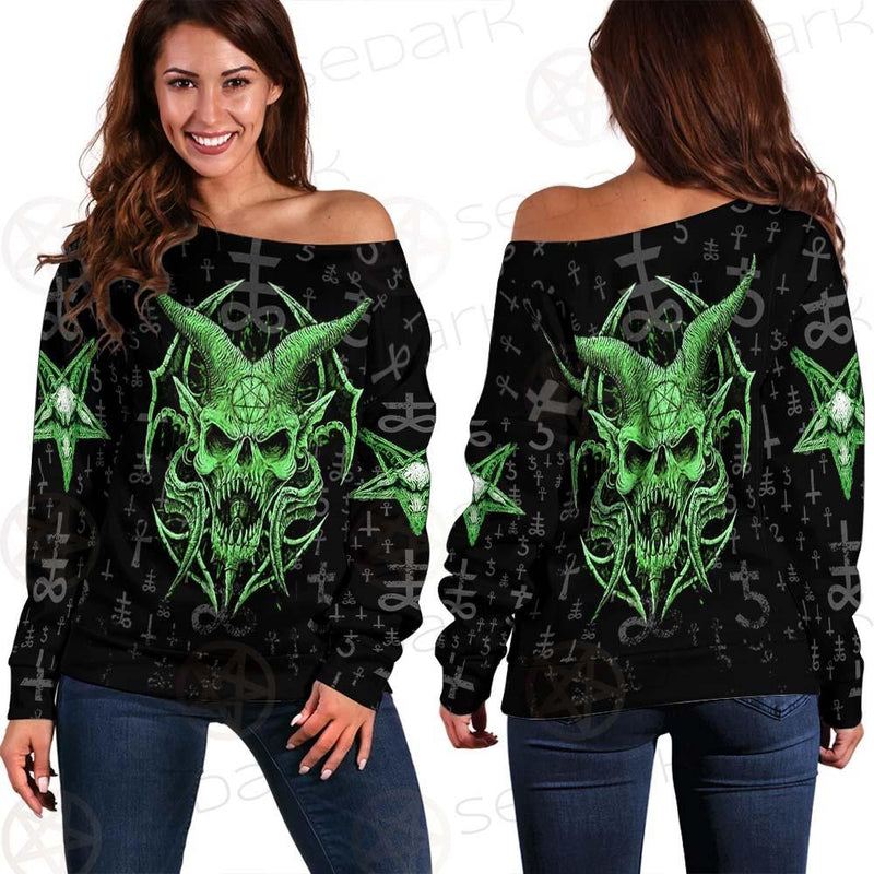 Satanic Symbols SED-0538 Off Shoulder Sweaters