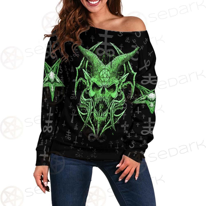 Satanic Symbols SED-0538 Off Shoulder Sweaters