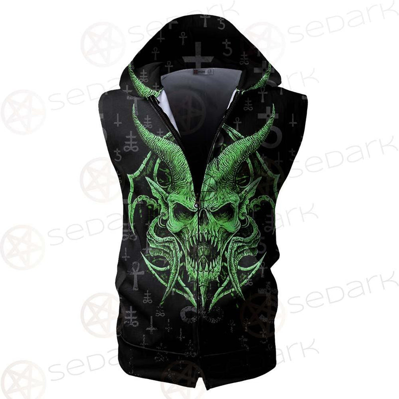 Satanic Symbols SED-0538 Zip Sleeveless Hoodie
