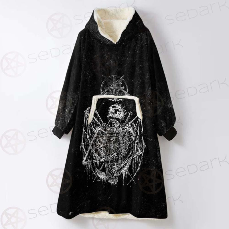 Satanic Symbols Combined SED-0540 Oversized Sherpa Blanket Hoodie
