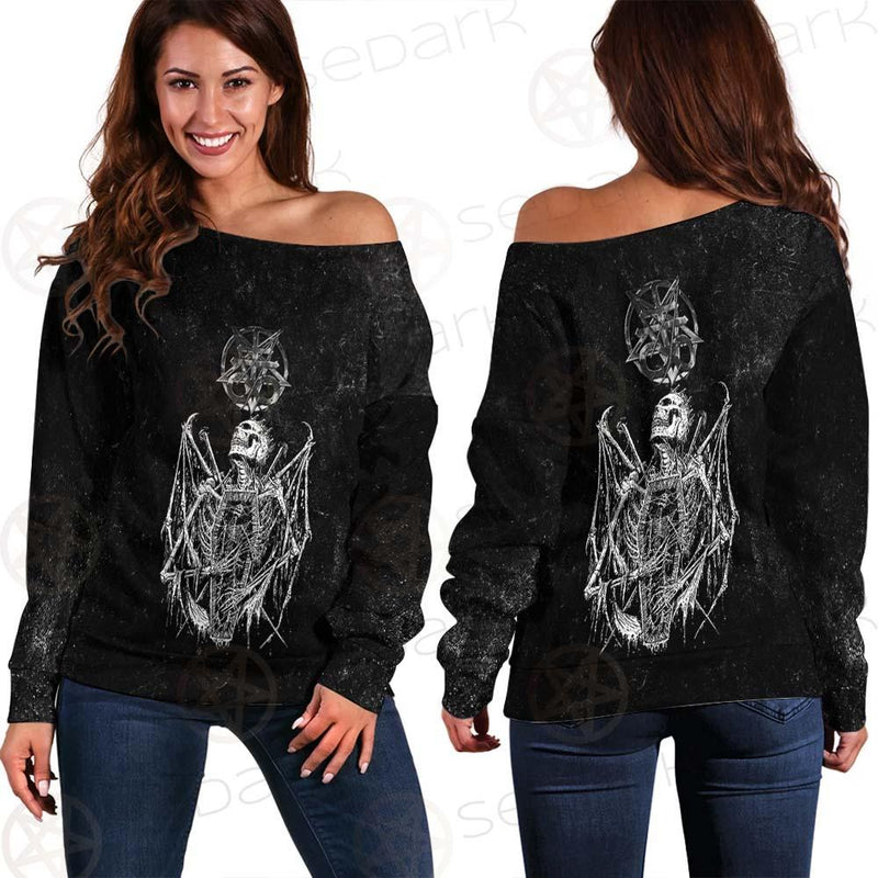 Satanic Symbols Combined SED-0540 Off Shoulder Sweaters