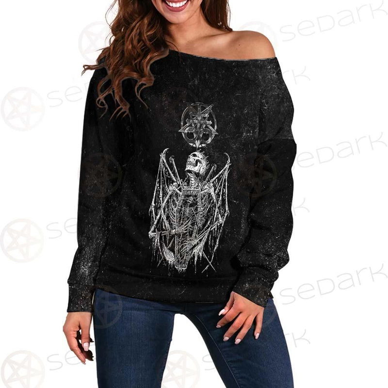 Satanic Symbols Combined SED-0540 Off Shoulder Sweaters
