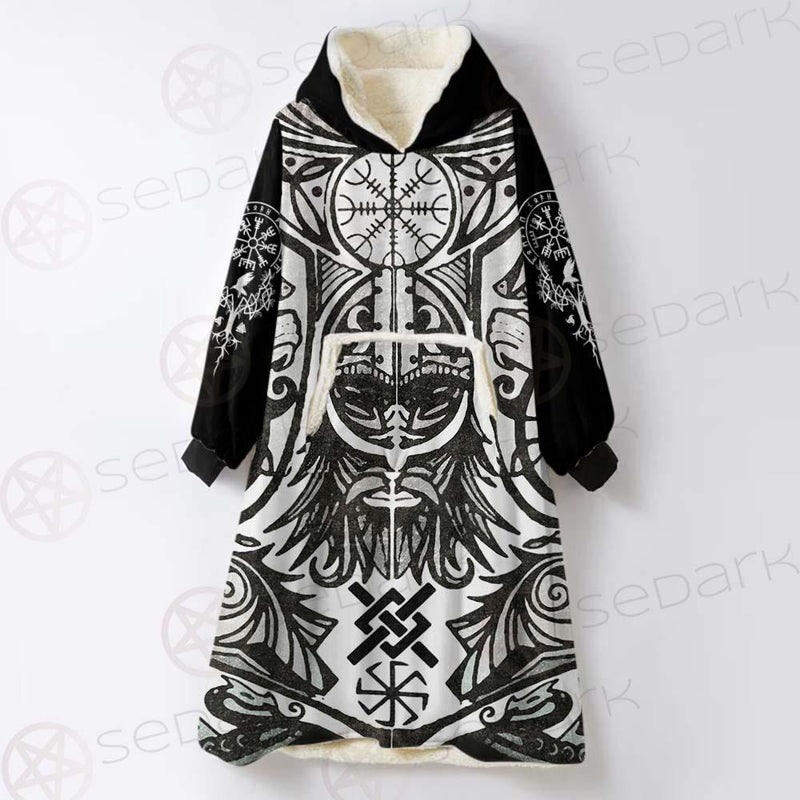 Norse Mythology Symbols SED-0544 Oversized Sherpa Blanket Hoodie