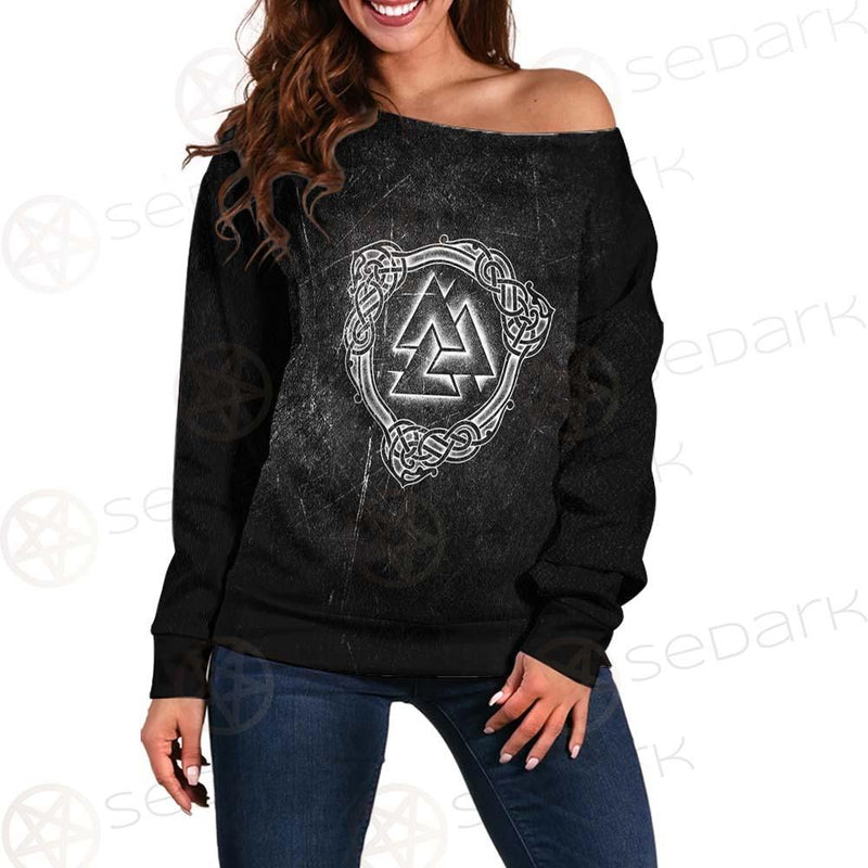 Viking Protection Symbols SED-0545 Off Shoulder Sweaters