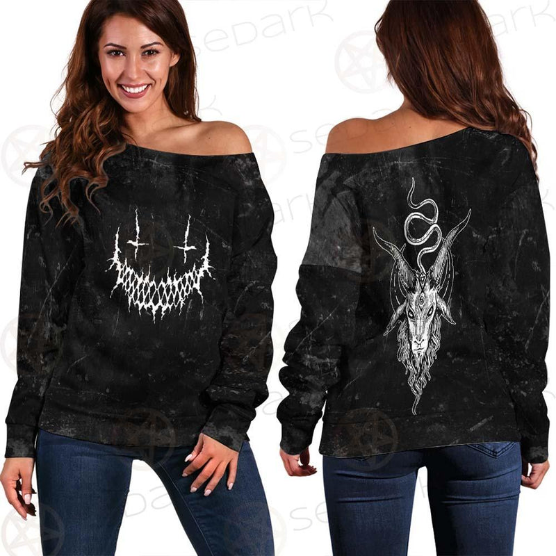Satanic Moon-Goat SED-0553 Off Shoulder Sweaters