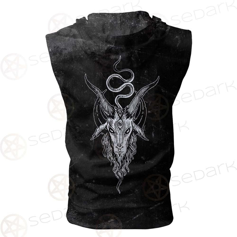 Satanic Moon-Goat SED-0553 Zip Sleeveless Hoodie
