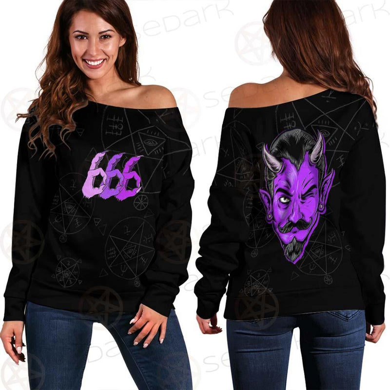 Satanic Purple 666 SED-0558 Off Shoulder Sweaters