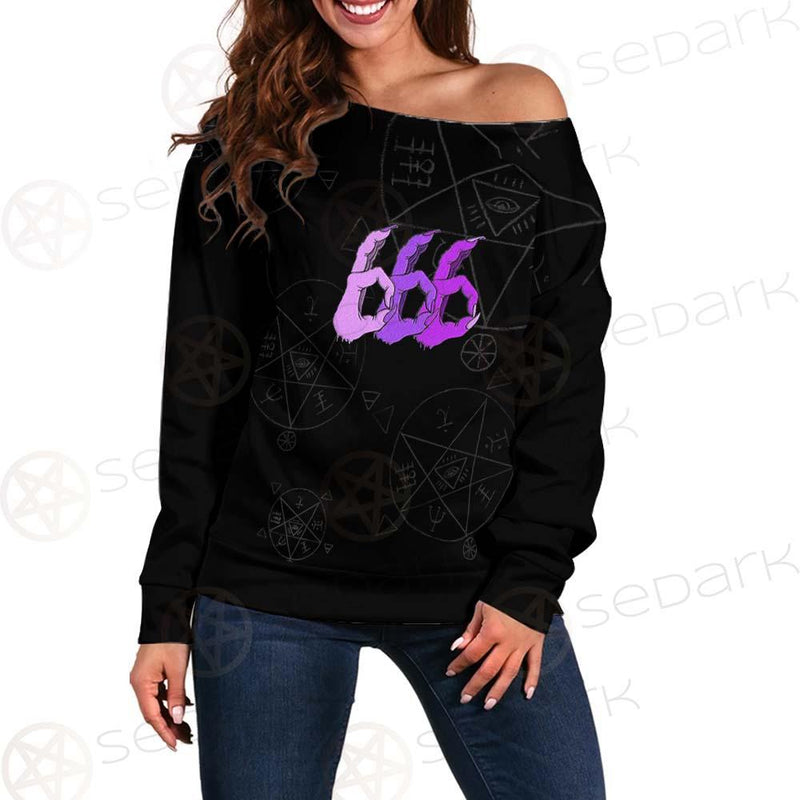 Satanic Purple 666 SED-0558 Off Shoulder Sweaters