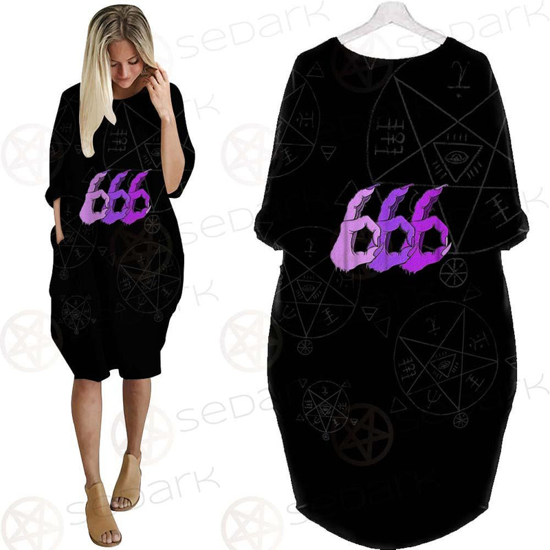Satanic Purple 666 SED-0558 Batwing Pocket Dress
